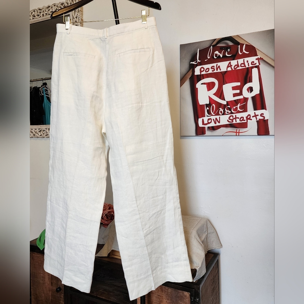 EUC Linen Trousers Cream Size 12 waist 17 length 29 - Picture 2 of 2
